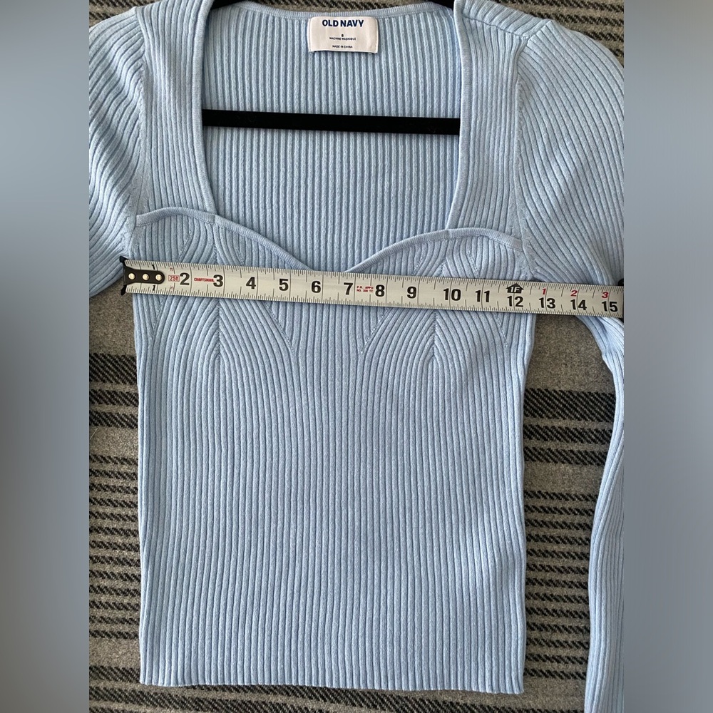 NWOT Old Navy Square Neck Ribbed Baby Blue Sweater size small - Picture 9 of 11